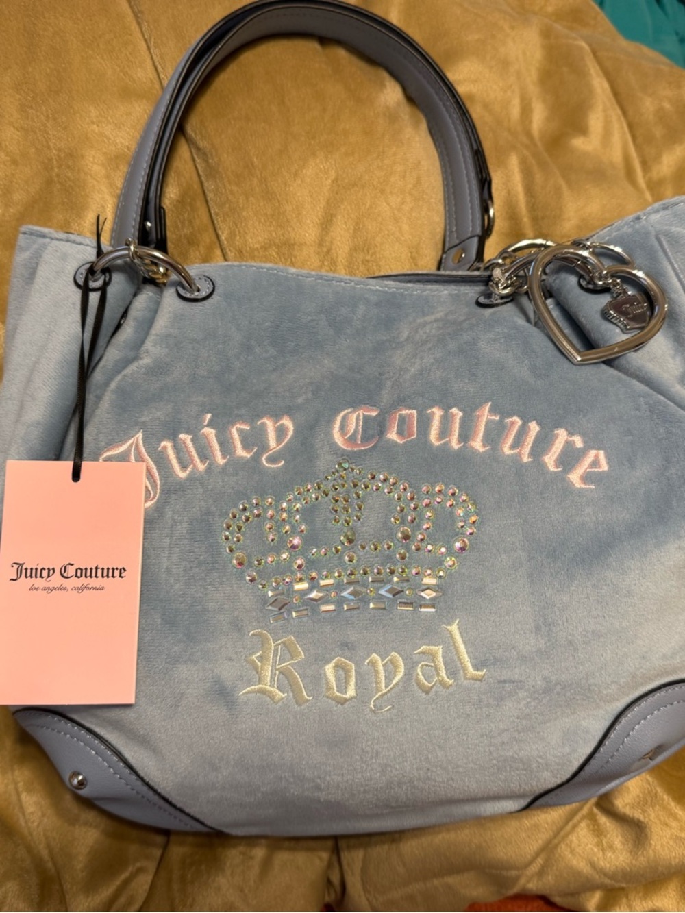 ✨ Juicy Couture “Royal” Velour Tote – Baby Blue – NWT ✨